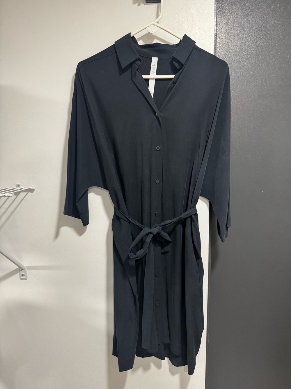 Lululemon Relaxed Black Shirt Dress with Waist Tie